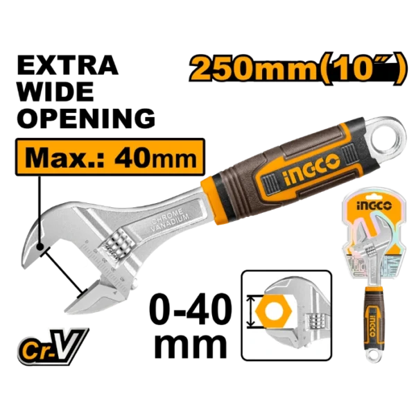 ФРАНЦУСКИ КЛУЧ 250mm (0-40mm) INGCO HADW131108