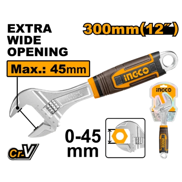 ФРАНЦУСКИ КЛУЧ 300mm (0-45mm) INGCO HADW131128