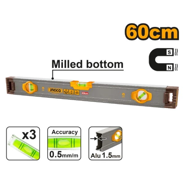 ВАСЕР ВАГА ЛИБЕЛА СО МАГНЕТ 60CM INGCO HSL38060M