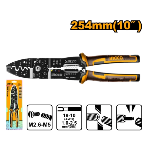 ЕЛЕКТРИЧАРСКИ КЛЕШТИ ЗА ОГОЛУВАЊЕ КАБЕЛ 254mm 10" INGCO HWSP101
