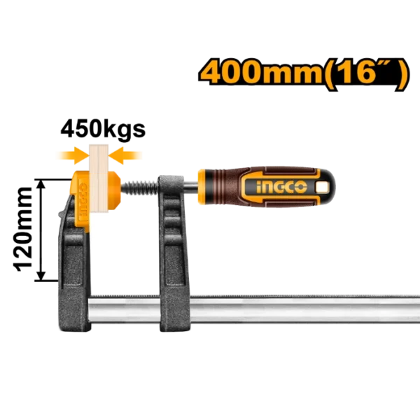 СТОЛАРСКА СТЕГА МЕТАЛНА Тип F 120X400mm INGCO HFC021204