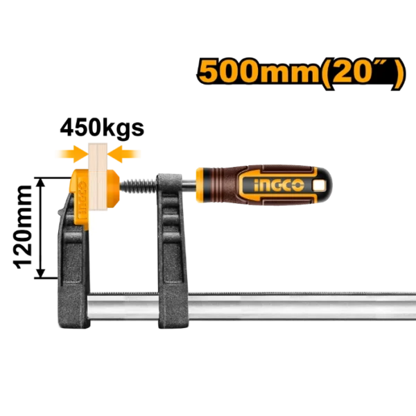 СТОЛАРСКА СТЕГА МЕТАЛНА Тип F 120X500mm INGCO HFC021202