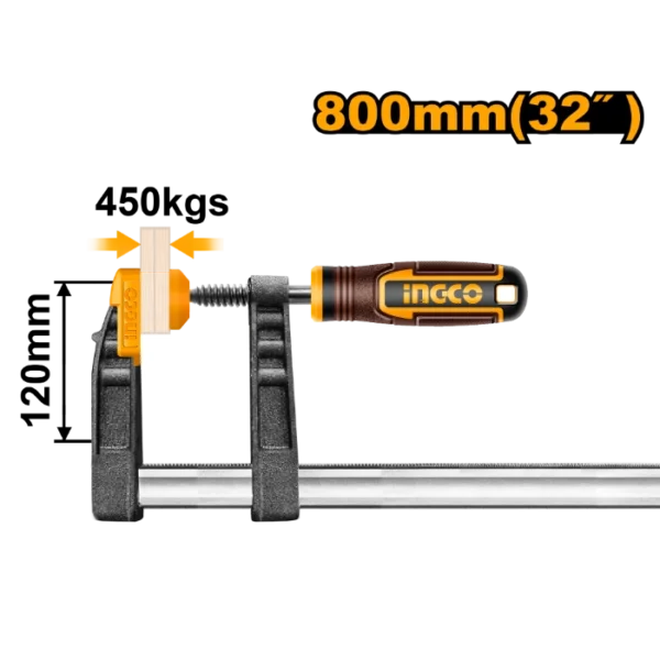 СТОЛАРСКА СТЕГА МЕТАЛНА Тип F 120X800mm INGCO HFC021203