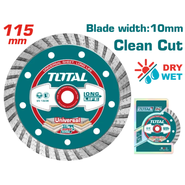 ДИЈАМАНТСКИ ДИСК 115mm УНИВЕРЗАЛЕН CLEAN CUT TOTAL TAC2131153