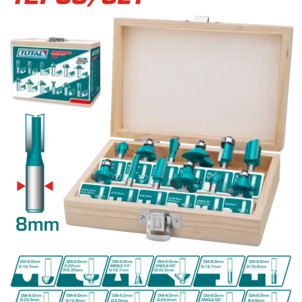 СЕТ ГЛОДАЛА ЗА ФРЕЗА 12/1 8mm СЕТ TOTAL TACSR1121