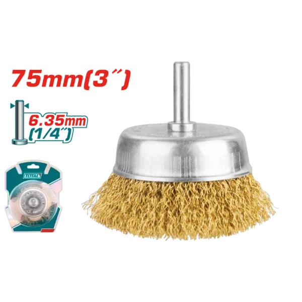 ЧЕТКА МЕСИНГ 75mm ЗА БОРМАШИНА 6.35mm (1/4") TOTAL TAC33031