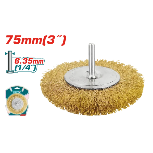 ЧЕТКА МЕСИНГ 75mm ЗА БОРМАШИНА РАМНА 6.35mm (1/4") TOTAL TAC34031