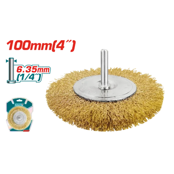 ЧЕТКА МЕСИНГ 100mm ЗА БОРМАШИНА 6.35mm (1/4") TOTAL TAC34041