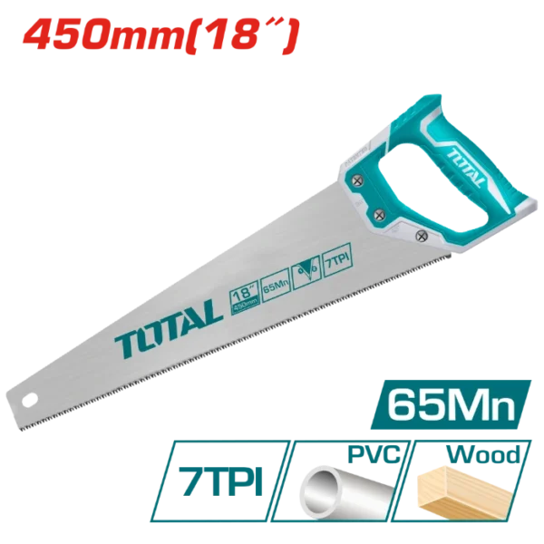 РАЧНА ПИЛА 450mm 7TPI ПВЦ И ДРВО TOTAL THT55186