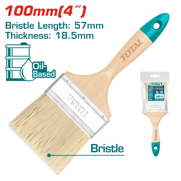 ЧЕТКА ЗА ФАРБАЊЕ 100mm ДРВЕНА РАЧКА TOTAL THT84041