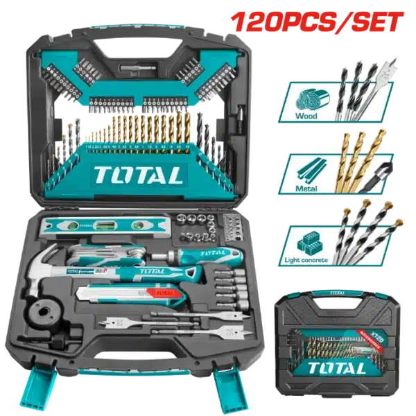 РАЧЕН АЛАТ СЕТ 120/1 + БУРГИИ TOTAL THKTAC01120