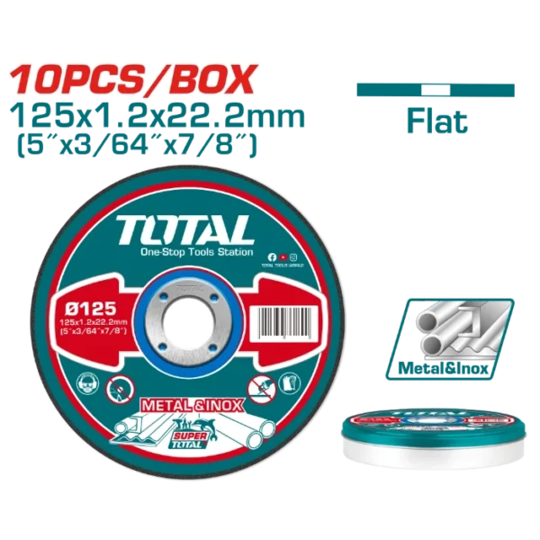 СЕТ 10/1 БРУСЕН КАМЕН 125x1.2mm МЕТАЛ И ИНОКС TOTAL TAC2211255