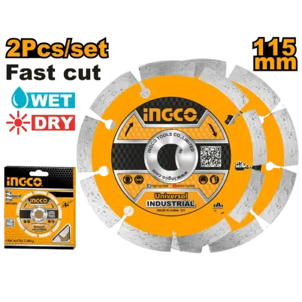 ДИЈАМАНТСКИ ДИСК БЕТОН 115mm СЕТ 2/1 INGCO DMD0111523