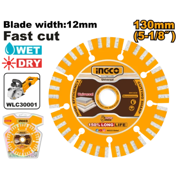 ДИЈАМАНТСКИ ДИСК УНИВЕРЗАЛЕН 130mm ЗА WLC30001 FAST CUT INGCO DMD011301