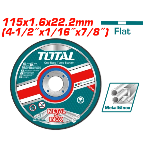 БРУСЕН КАМЕН 115x1.6mm МЕТАЛ И ИНОКС TOTAL TAC2211153