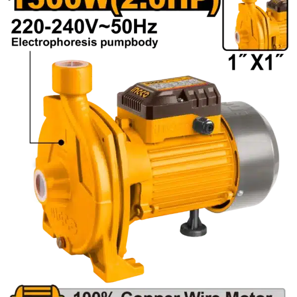 ЦЕНТРИФУГАЛНА ПУМПА ЗА ВОДА 1500W 1" INGCO CPM15008