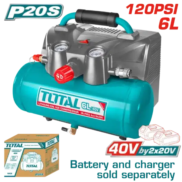 БАТЕРИСКИ КОМПРЕСОР 20V СОЛО БЕЗ БАТЕРИИ TOTAL TACLI2003