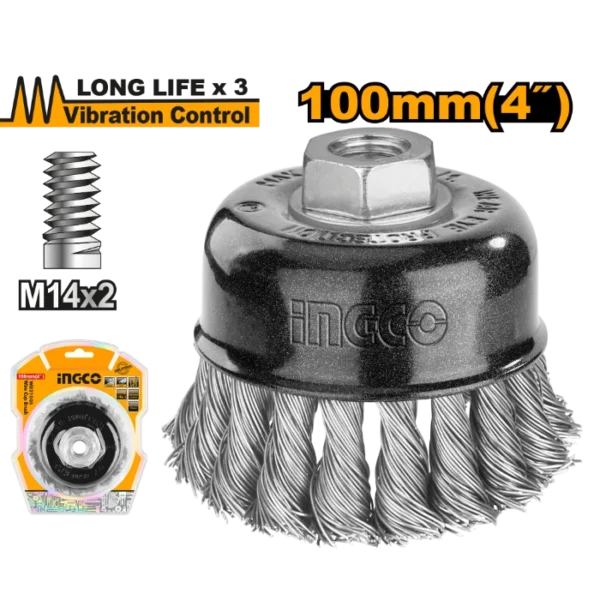 ЧЕТКА МЕТАЛНА 100mm M14x2 INGCO WB21005
