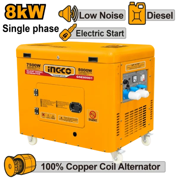 АГРЕГАТ ДИЗЕЛ 8 КW СИЛЕНТ INGCO GSE80001