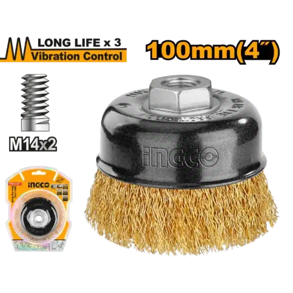 ЧЕТКА МЕСИНГ 100mm M14x2 INGCO WB11005