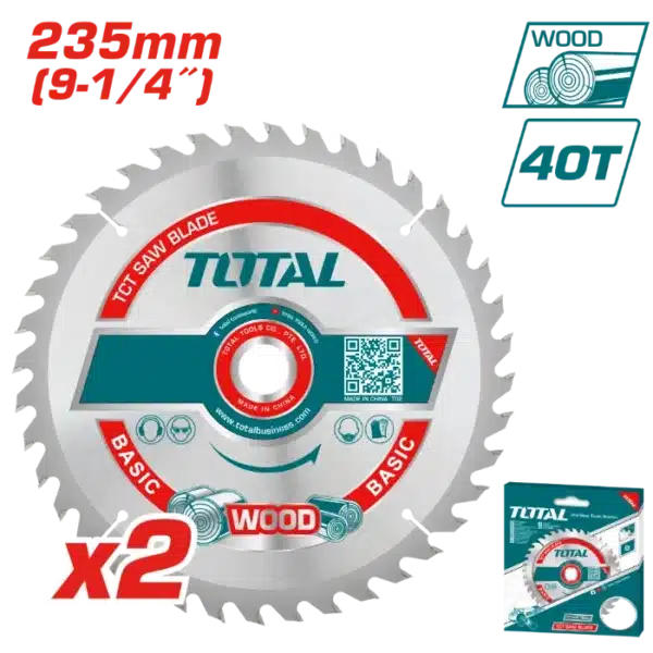 СЕТ 2/1 ПИЛА ЗА ЦИРКУЛАР 235mm 40T ДРВО TOTAL TAC2316252