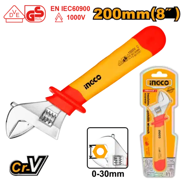 ФРАНЦУСКИ КЛУЧ ЕЛЕКТРИЧАРСКИ 200mm (0-30mm) INGCO HIADW081
