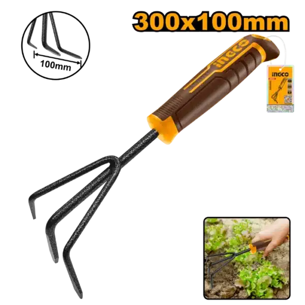 МИНИ ГРЕБЛО ГРАДИНАРСКО 3 РОГА 300mm INGCO HGR1008