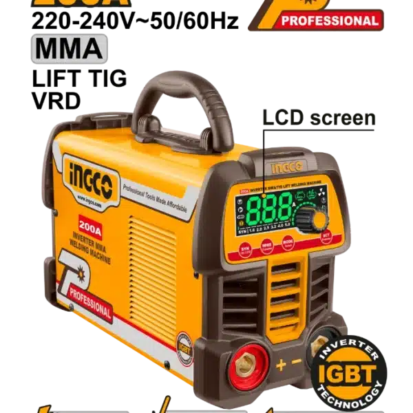 ИНВЕРТОР 200A MMA LIFT TIG VRD IGBT INGCO ING-MMA200691(M)