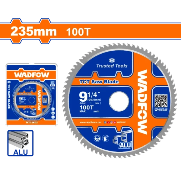 ПИЛА ЗА ЦИРКУЛАР АЛУМИНИУМ 235mm 100T WADFOW WTC2K02
