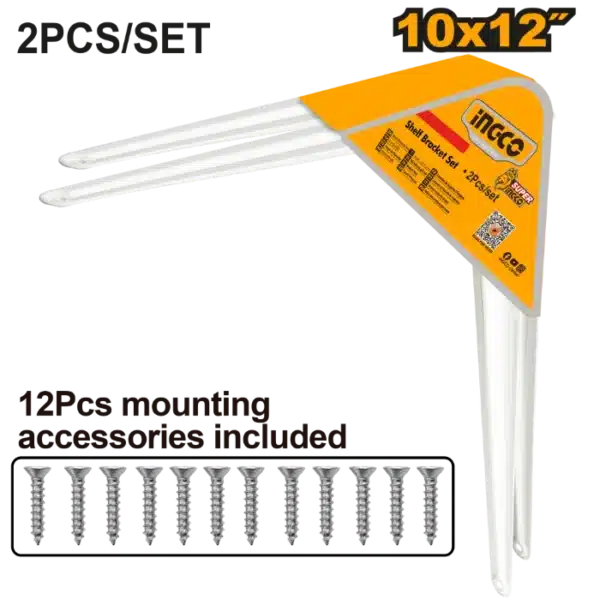 ВИНКЛА БЕЛА 25x30mm СЕТ 2/1 ЗА ПОЛИЦИ И РАФТОВИINGCO HSB11012