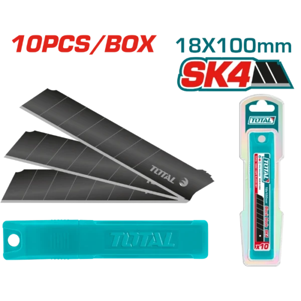 СЕТ 10/1 НОЖЕВИ ЗА СКАЛПЕР 18mm SK4 ЦРНИ TOTAL THTCB181