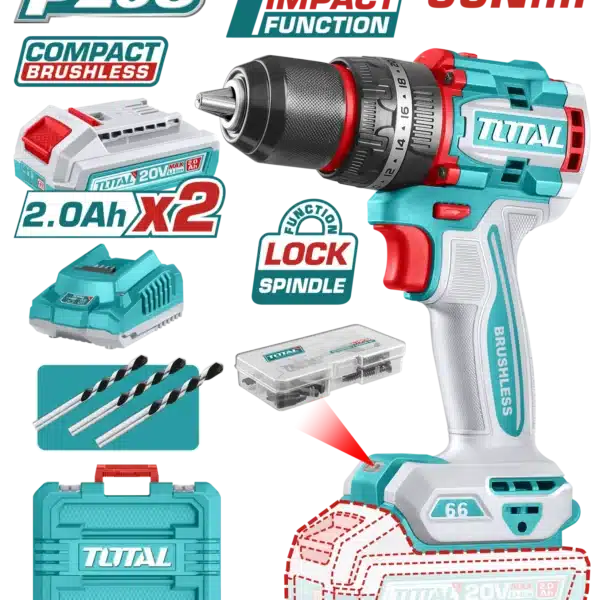 ШТРАФИЛИЦА 66Nm 20V 2x2.0Ah БАТЕРИИ TOTAL TIDLI20668