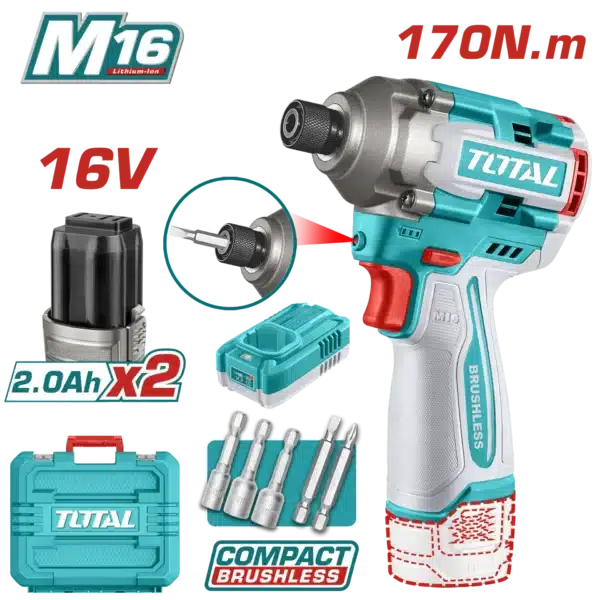 УДАРНА ШТРАФИЛИЦА 170Nm 16V 2x2.0Ah TOTAL TIRLI16178
