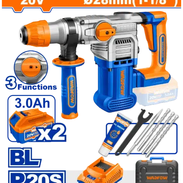 УДАРЕН ЧЕКАН ДУПЧАЛКА (ХИЛТА) 20V 2x3.0Ah БАТЕРИИ WADFOW WLM1B282