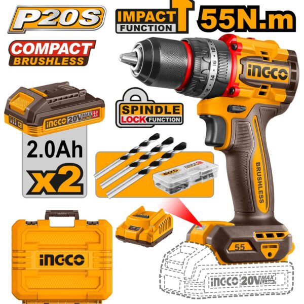 ШТРАФИЛИЦА 55Nm 20V 2x2.0Ah INGCO CIDLI20558