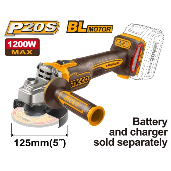 АГОЛНА БРУСИЛКА 20V СОЛО БЕЗ БАТЕРИИ 1200W BL INGCO CAGLI221253