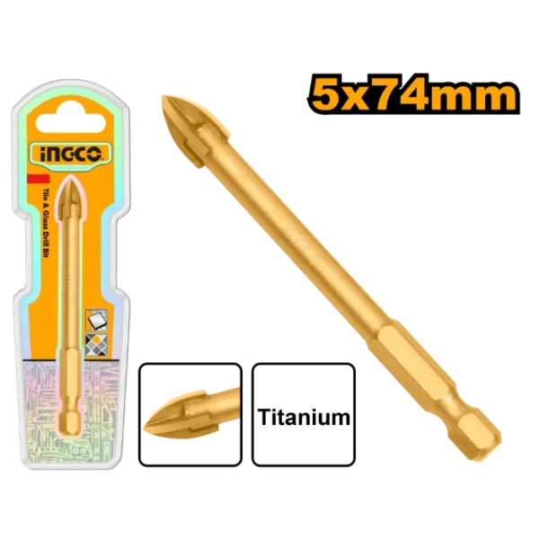 БУРГИЈА ЗА ПЛОЧКИ+СТАКЛО 5X74mm ТИТАНИУМ INGCO DBG1130501