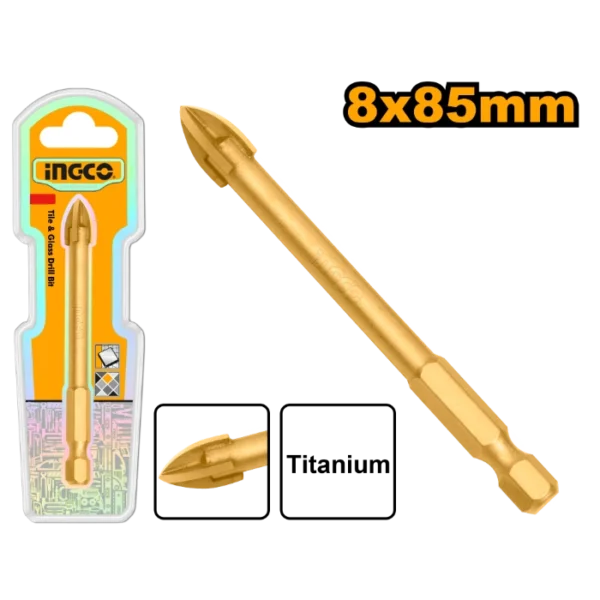 БУРГИЈА ЗА ПЛОЧКИ+СТАКЛО 8X85mm ТИТАНИУМ INGCO DBG1130808
