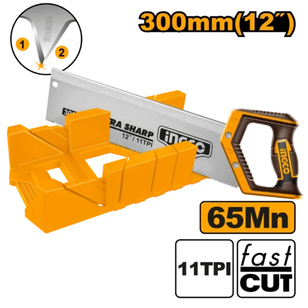 РАЧНА ПИЛА ЗА ДРВО + ГЕР КУТИЈА ЗА СЕЧЕЊЕ INGCO HMBSB30062