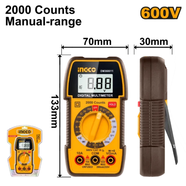 МУЛТИМЕТАР ДИГИТАЛЕН 600V INGCO DM360011