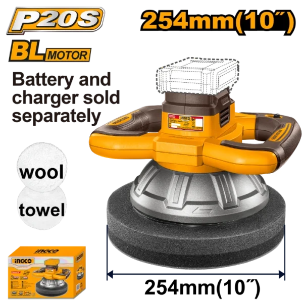 ПОЛИРКА 254mm 20V СОЛО БЕЗ БАТЕРИИ INGCO COPLI202548
