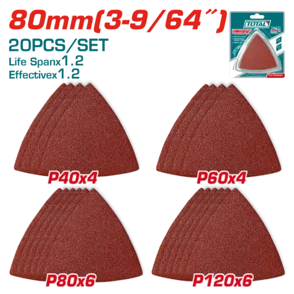 СЕТ 20/1 ШМИРГЛИ 80mm ТРИАГОЛНИ TOTAL TAC78080201