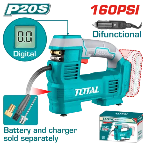 КОМПРЕСОР НА БАТЕРИИ 20V СОЛО БЕЗ БАТЕРИИ 160PSI TOTAL TACLI2012