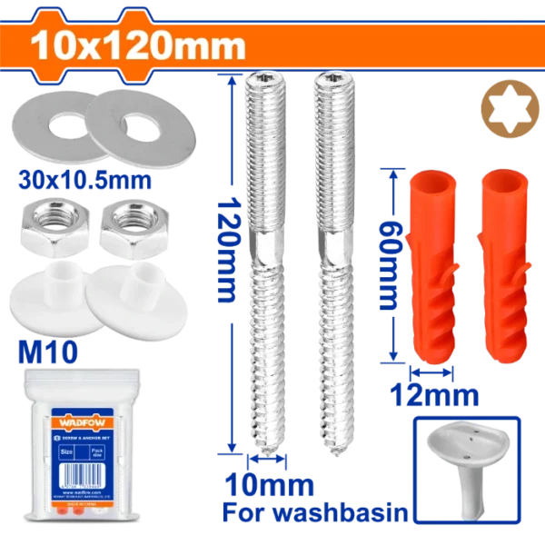 ШТРАФ ЗА ЛАВАБО СЕТ 10x120mm WADFOW WXTW942