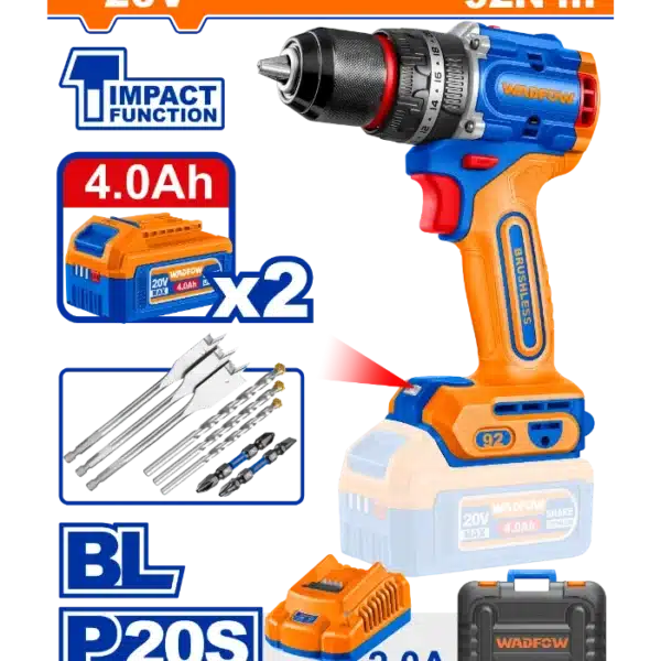 ШТРАФИЛИЦА 92Nm 2x4.0Ah БАТЕРИИ 20V WADFOW WCDP9281