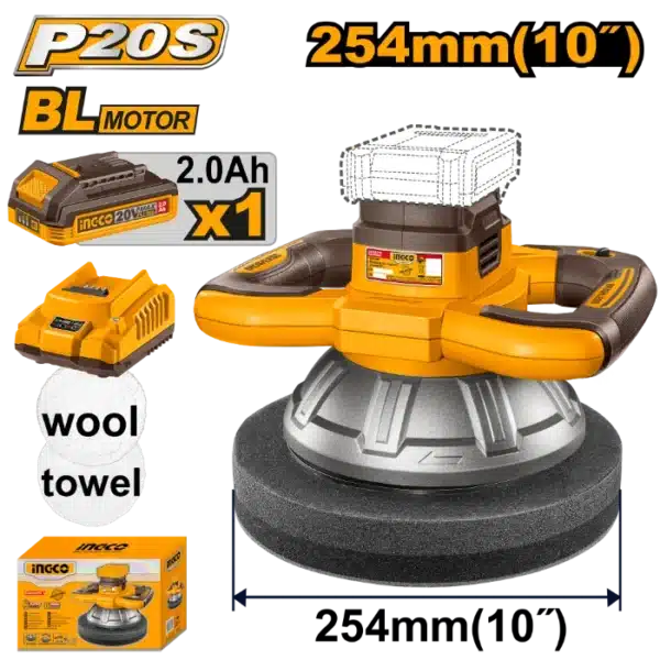 ПОЛИРКА 254mm 20V 1x2.0Ah INGCO COPLI2025481