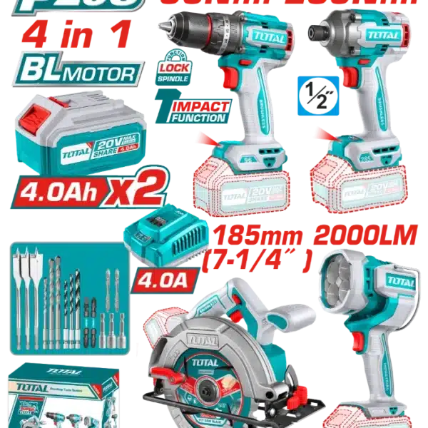 COMBO СЕТ 4/1 20V 2x4.0Ah TOTAL TOSLI241297(M)