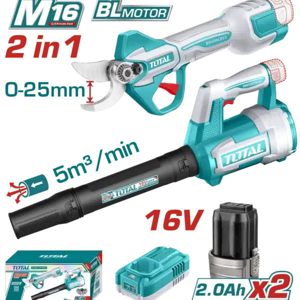 БАТЕРИСКИ СЕТ 2/1 НОЖИЦИ + ДУВАЛКА 16V 2x2.0Ah TOTAL TOSLI250385(M)