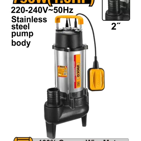ПОТОПНА ПУМПА ЗА ВОДА 750W 1.00HP 2" INGCO SPDS75068
