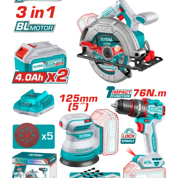 COMBO СЕТ 3/1 20V 2x4.0Ah TOTAL TOSLI250181(M)
